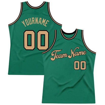 Custom Kelly Green Old Gold-Black High-quality Throwback Basketball Jersey