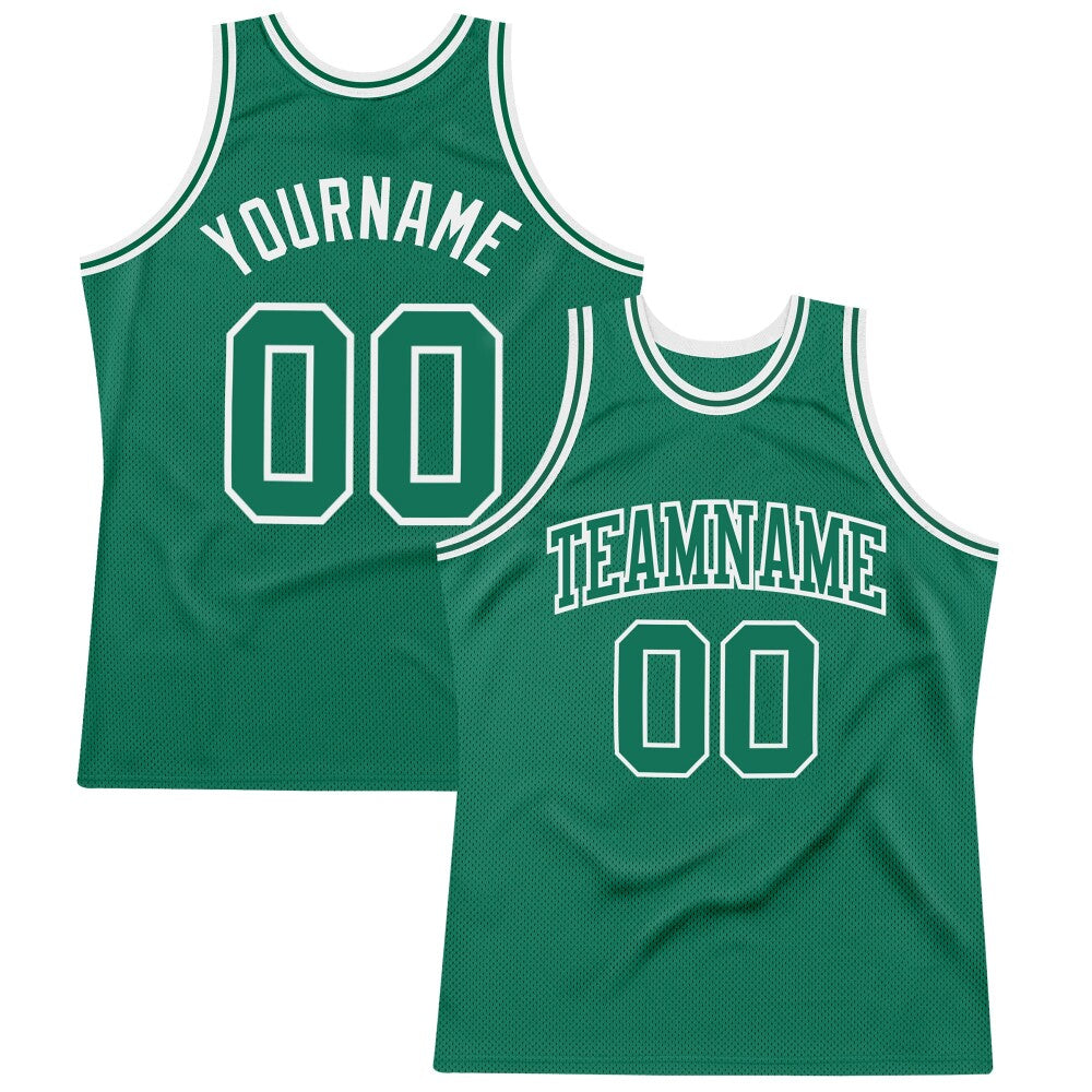 Custom Kelly Green Kelly Green-White High-quality Throwback Basketball Jersey