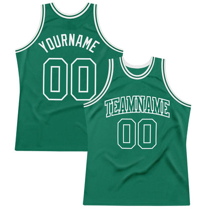 Custom Kelly Green Kelly Green-White High-quality Throwback Basketball Jersey