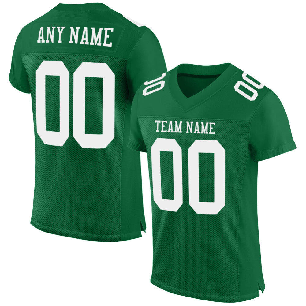 Custom Kelly Green White Mesh High-quality Football Jersey