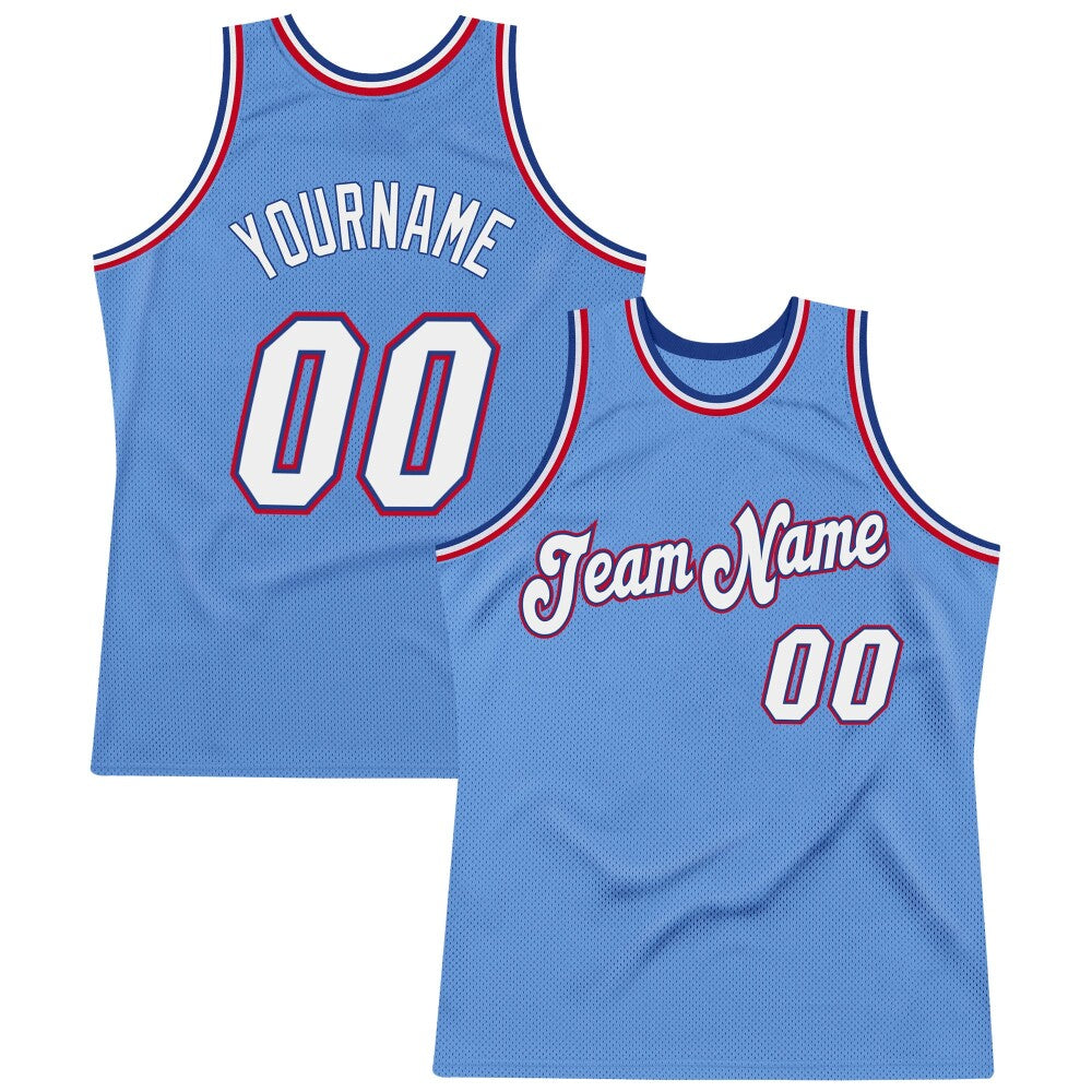 Custom Light Blue White-Royal High-quality Throwback Basketball Jersey