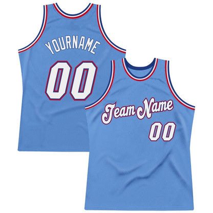 Custom Light Blue White-Royal High-quality Throwback Basketball Jersey