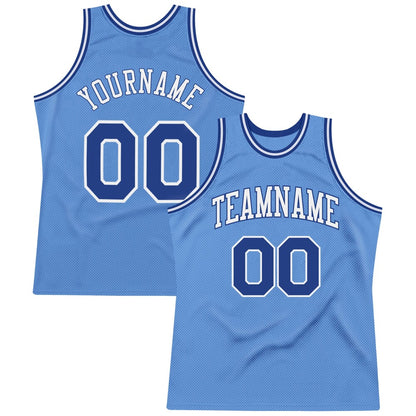 Custom Light Blue Royal-White High-quality  Throwback Basketball Jersey