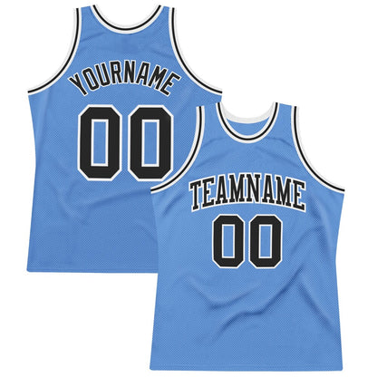 Custom Light Blue Black-White High-quality Throwback Basketball Jersey
