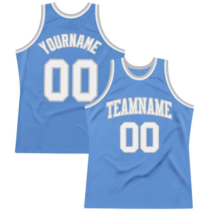 Custom Light Blue White-Gray High-quality Throwback Basketball Jersey