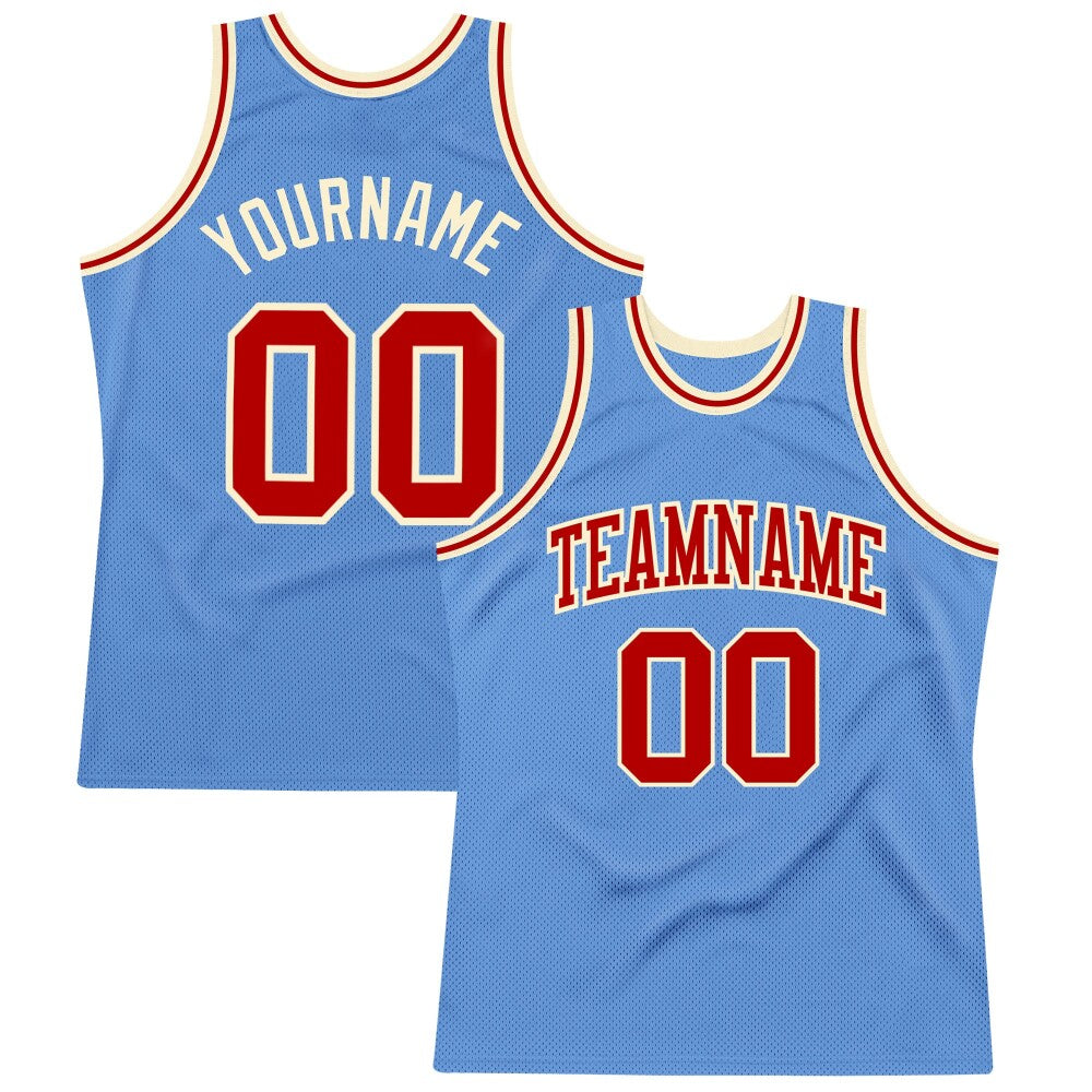 Custom Light Blue Red-Cream High-quality Throwback Basketball Jersey