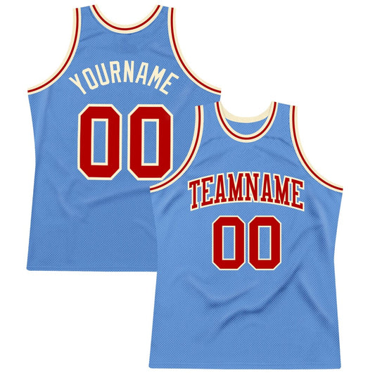 Custom Light Blue Red-Cream High-quality Throwback Basketball Jersey