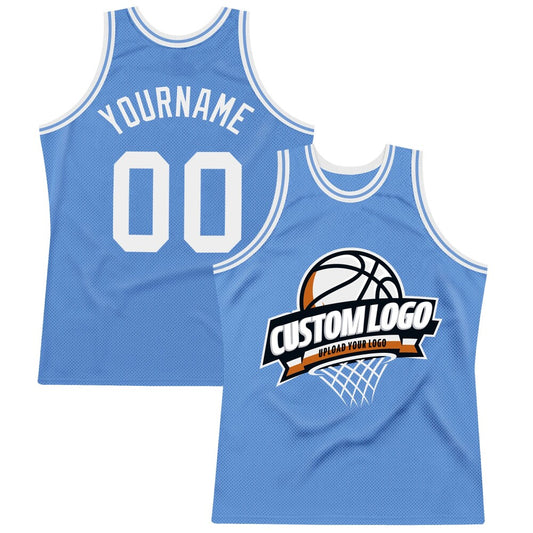 Custom Light Blue White High-quality Throwback Basketball Jersey