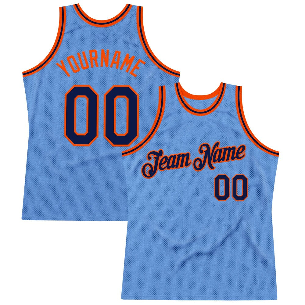 Custom Light Blue Navy-Orange High-quality Throwback Basketball Jersey