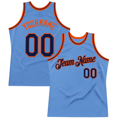 Custom Light Blue Navy-Orange High-quality Throwback Basketball Jersey