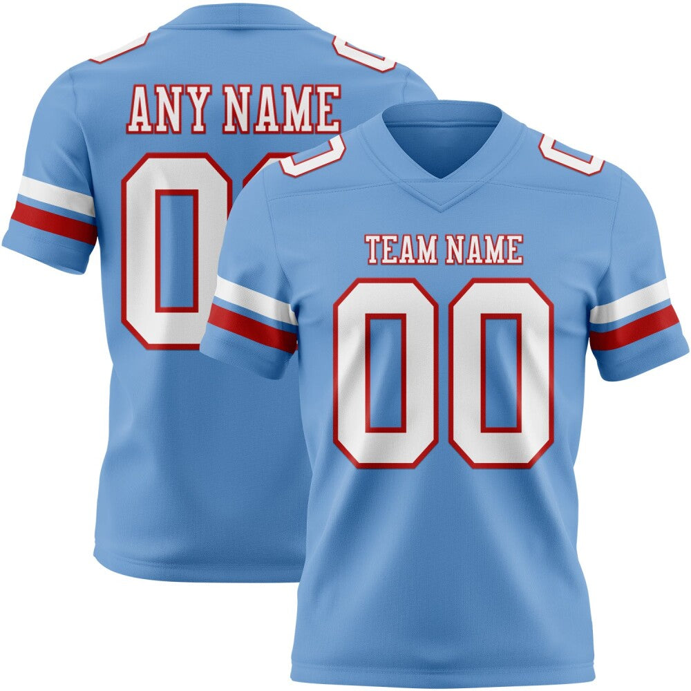 Custom Light Blue White-Red High-quality Football Jersey