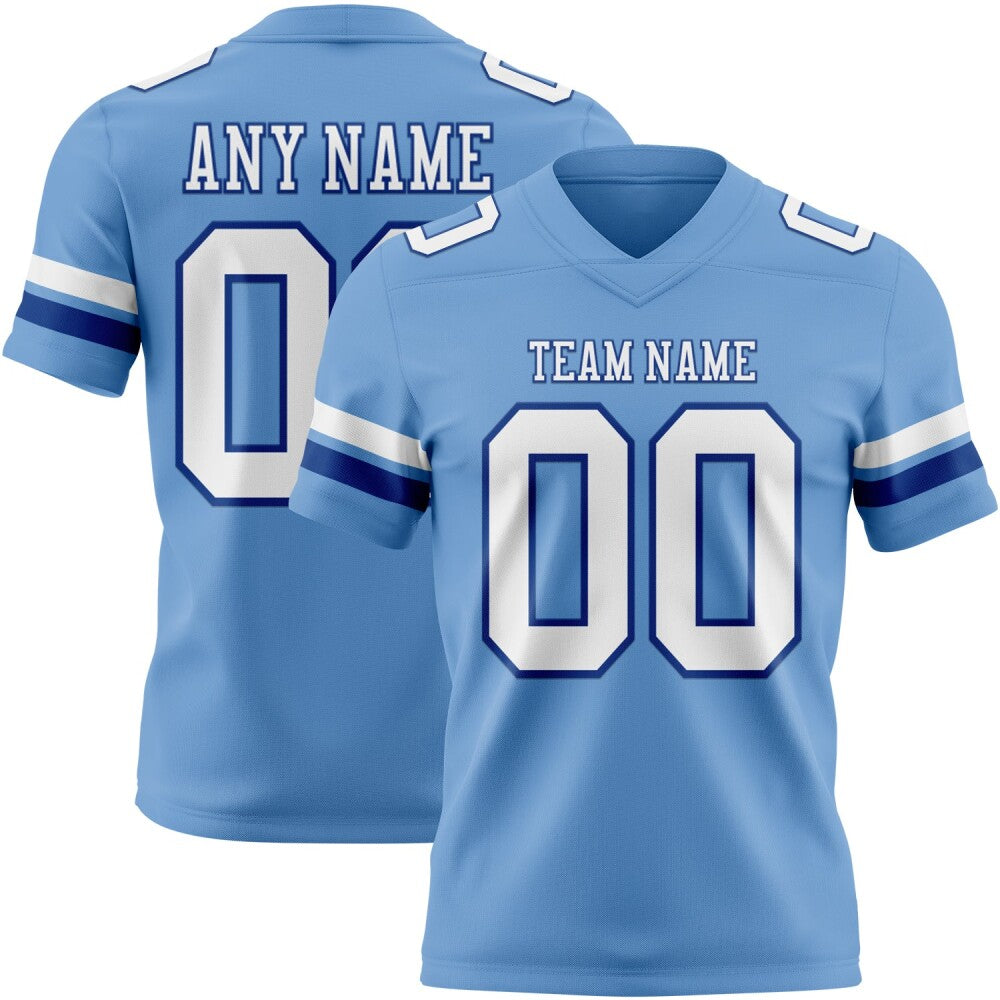 Custom Light Blue White-Royal High-quality Football Jersey
