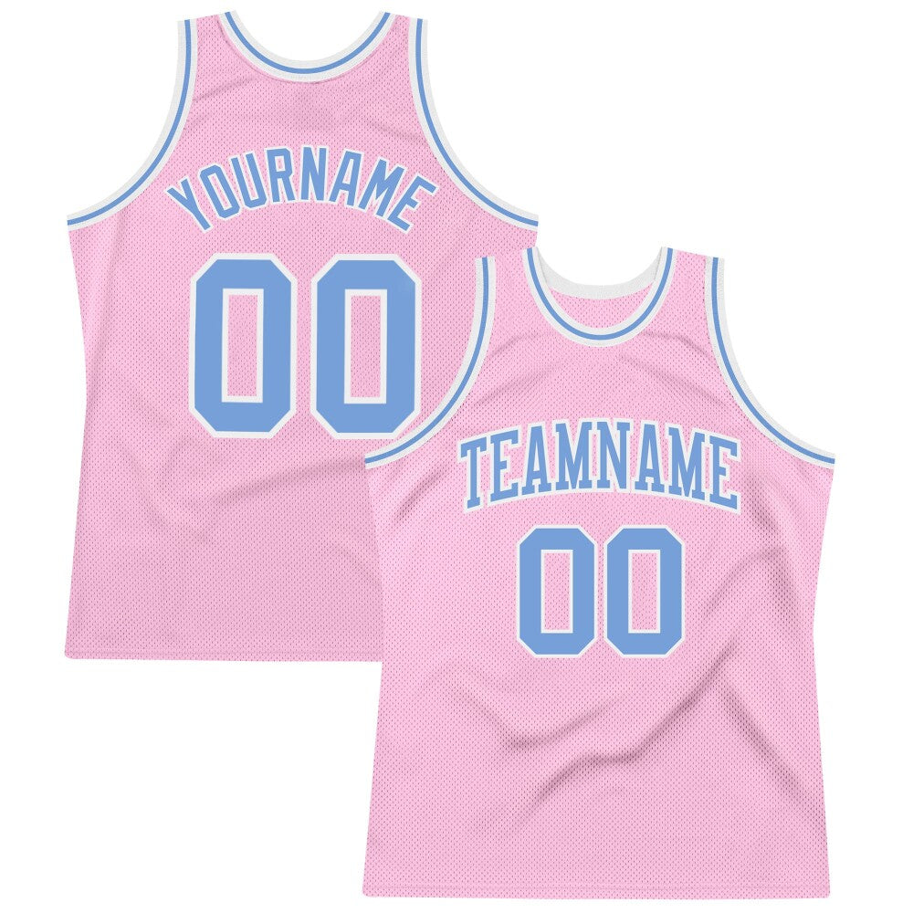 Custom Light Pink Light Blue-White High-quality Throwback Basketball Jersey