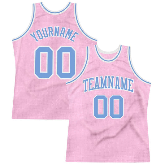 Custom Light Pink Light Blue-White High-quality Throwback Basketball Jersey