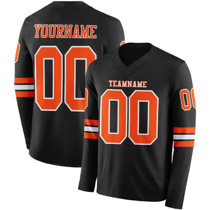 Custom Black Orange-White Long Sleeve High-quality Football Jersey