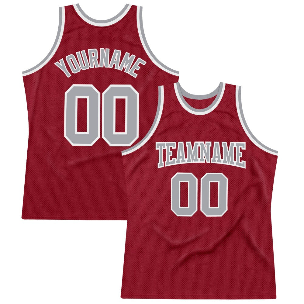 Custom Maroon Gray-White High-quality Throwback Basketball Jersey
