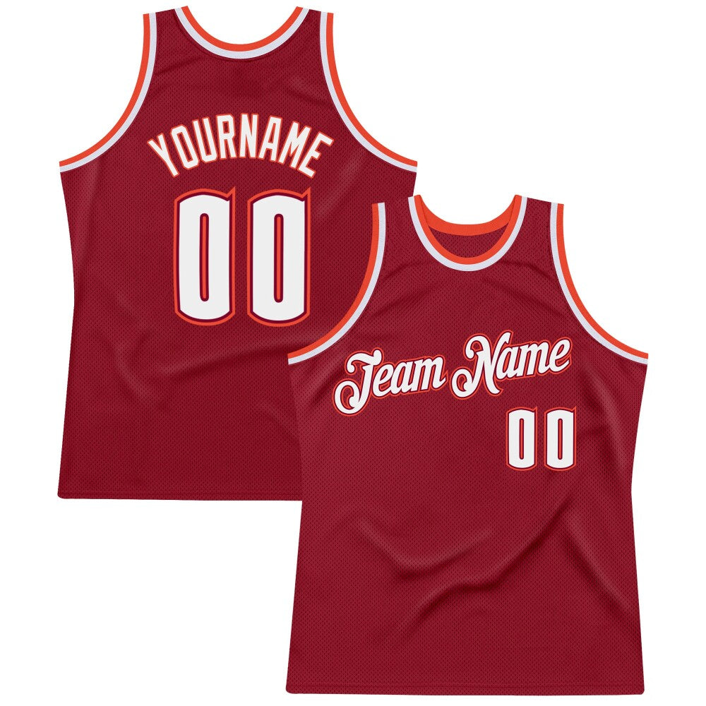 Custom Maroon White-Orange High-quality Throwback Basketball Jersey
