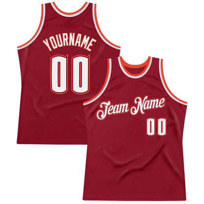 Custom Maroon White-Orange High-quality Throwback Basketball Jersey
