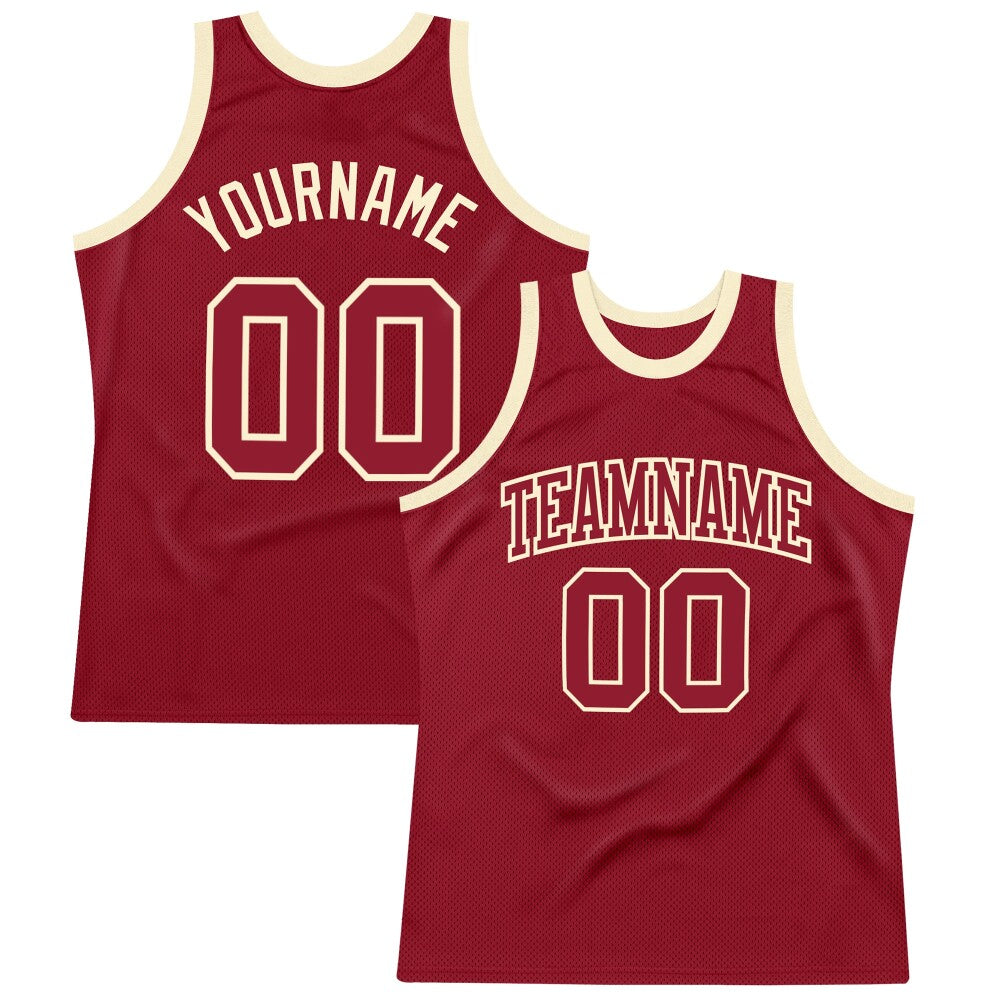 Custom Maroon Maroon-Cream High-quality Throwback Basketball Jersey