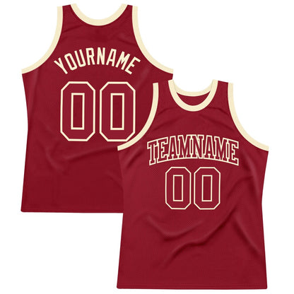 Custom Maroon Maroon-Cream High-quality Throwback Basketball Jersey
