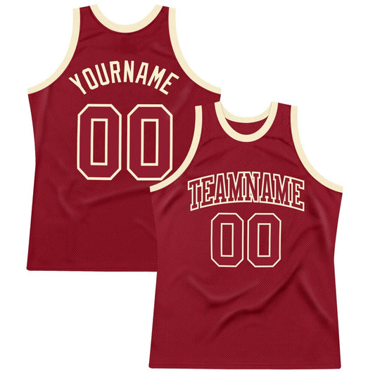 Custom Maroon Maroon-Cream High-quality Throwback Basketball Jersey
