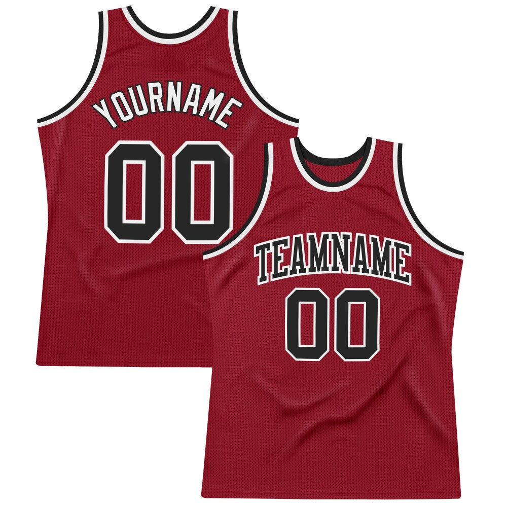 Custom Maroon Black-White High-quality Throwback Basketball Jersey