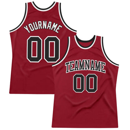 Custom Maroon Black-White High-quality Throwback Basketball Jersey