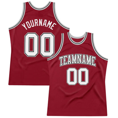 Custom Maroon White Black-Gray High-quality Throwback Basketball Jersey