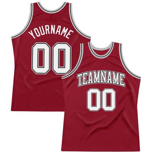 Custom Maroon White Black-Gray High-quality Throwback Basketball Jersey