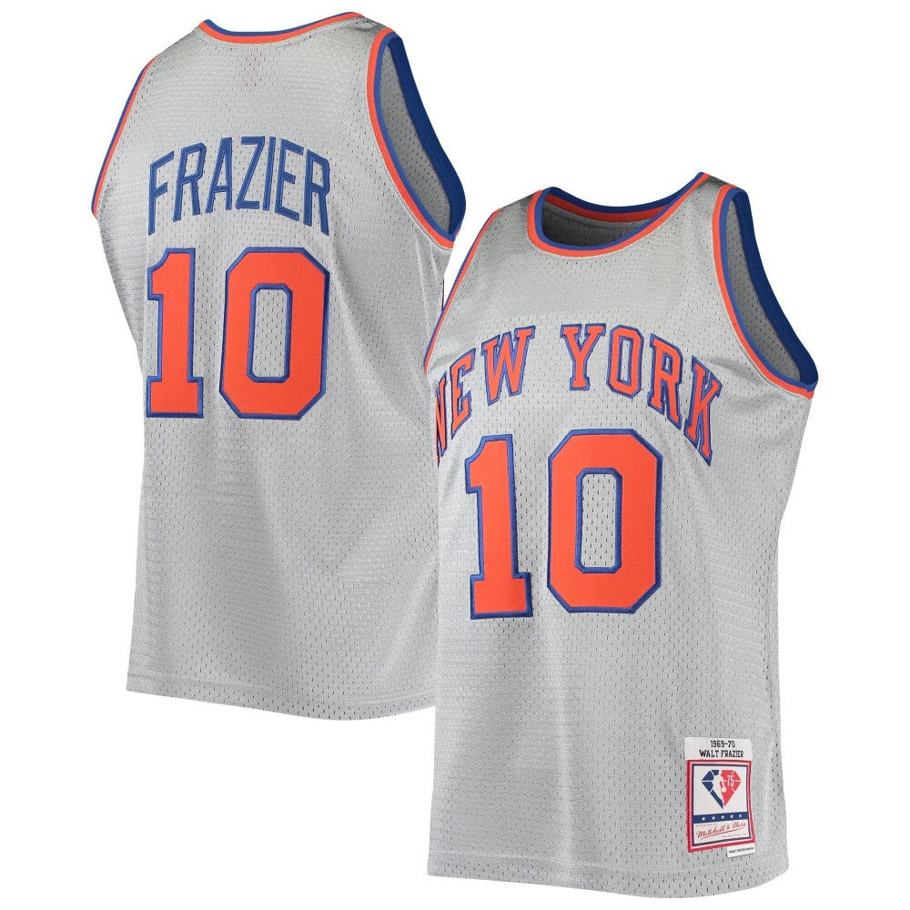 Walt Frazier New York Knicks Mitchell & Ness 75th Anniversary 1969-70 Hardwood Classics Swingman Jersey - Silver