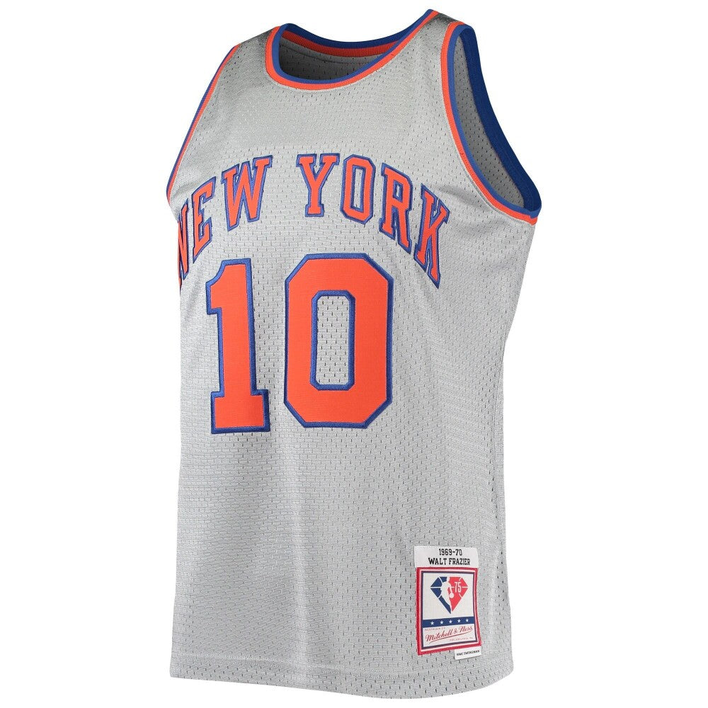 Walt Frazier New York Knicks Mitchell & Ness 75th Anniversary 1969-70 Hardwood Classics Swingman Jersey - Silver