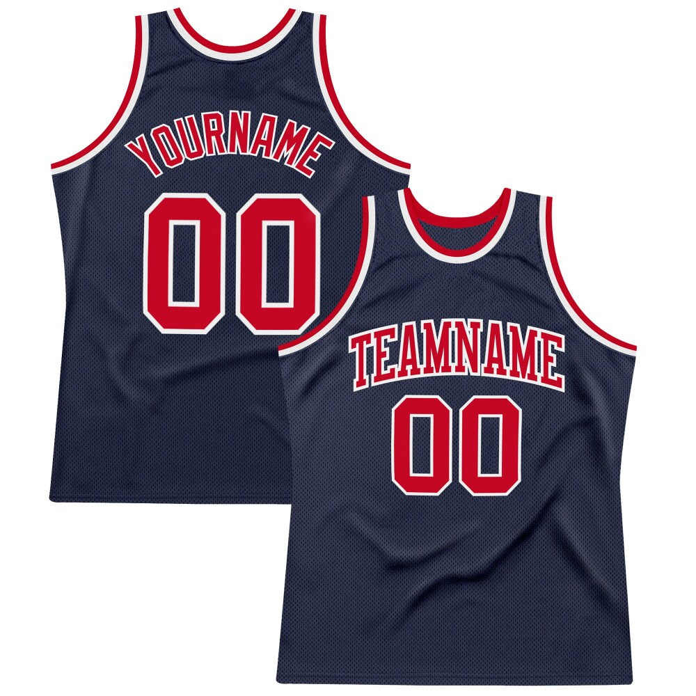 Custom Navy Red-White High-quality Throwback Basketball Jersey