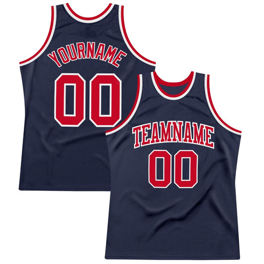 Custom Navy Red-White High-quality Throwback Basketball Jersey