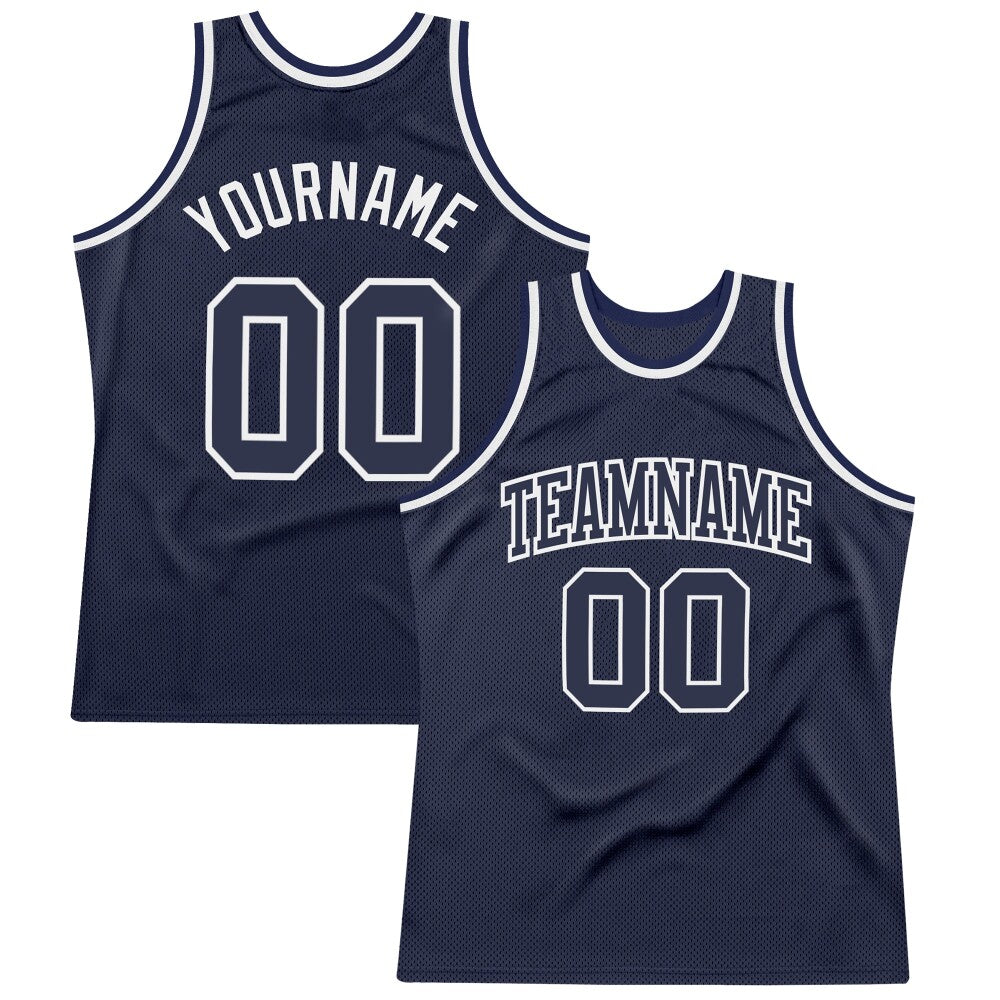 Custom Navy Navy-White High-quality Throwback Basketball Jersey