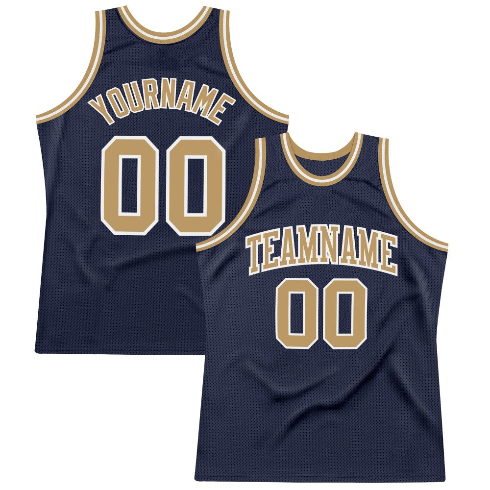 Custom Navy Old Gold-White High-quality Throwback Basketball Jersey