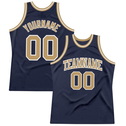 Custom Navy Old Gold-White High-quality Throwback Basketball Jersey