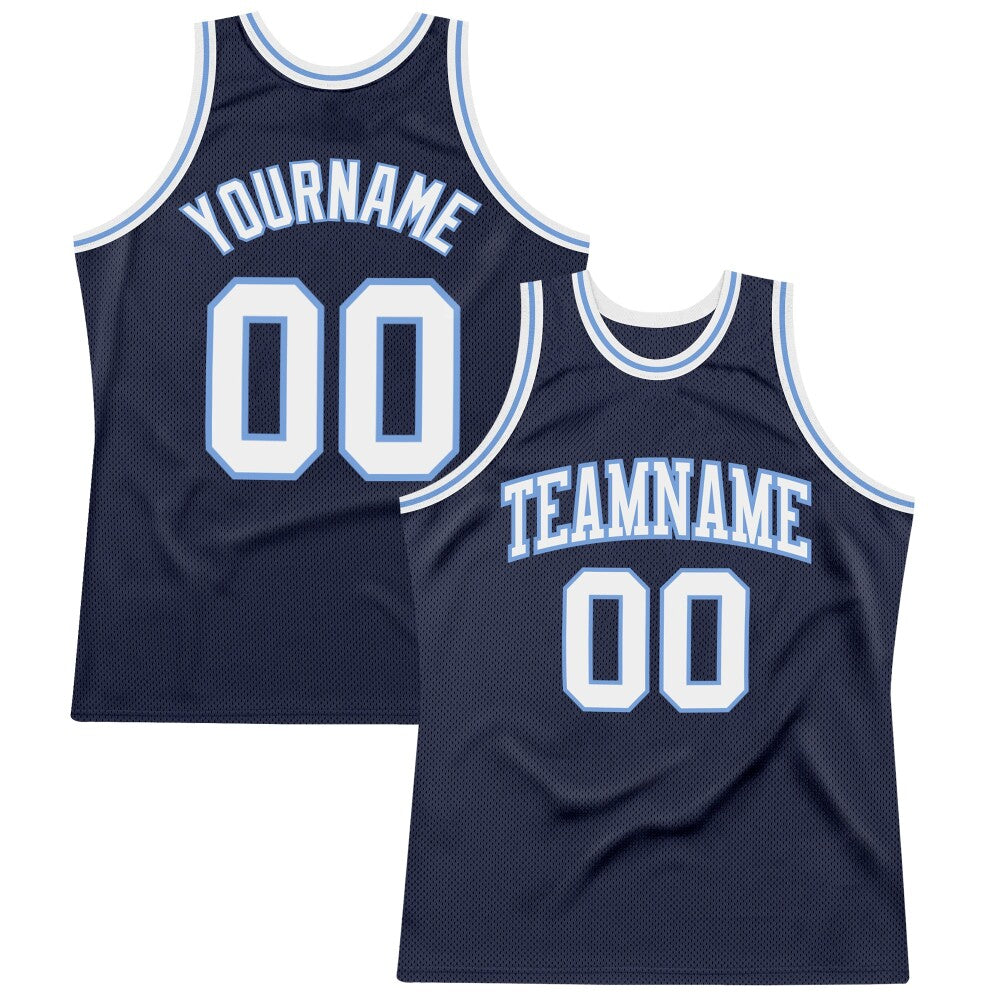 Custom Navy White-Light Blue High-quality Throwback Basketball Jersey