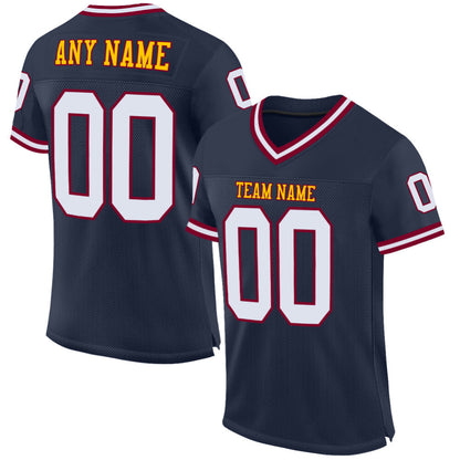 Custom Navy White-Maroon Mesh High-quality Throwback Football Jersey