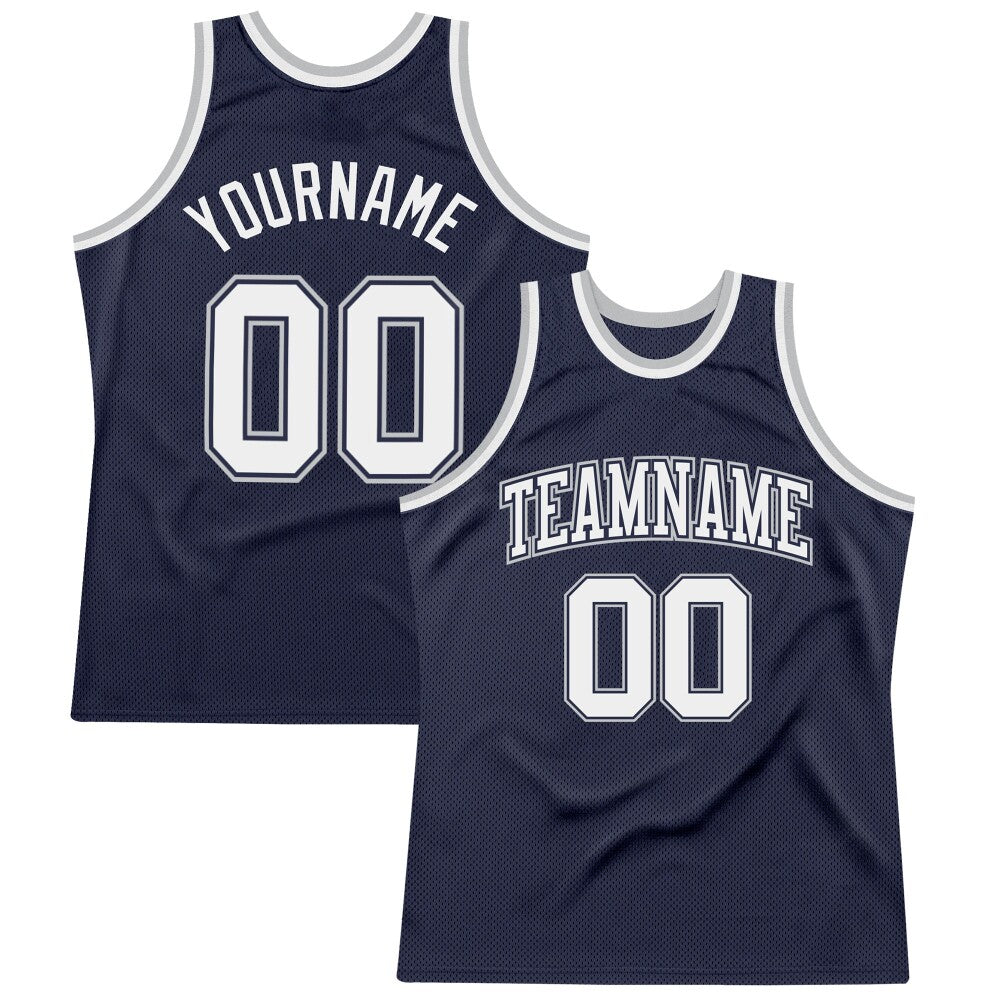 Custom Navy White Navy-Gray High-quality Throwback Basketball Jersey