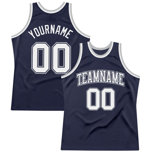 Custom Navy White Navy-Gray High-quality Throwback Basketball Jersey