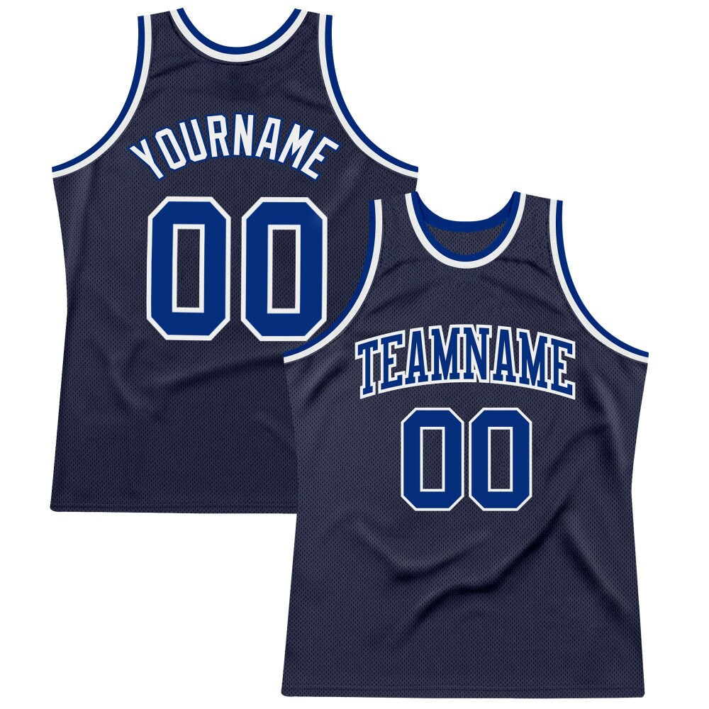 Custom Navy Royal-White High-quality Throwback Basketball Jersey