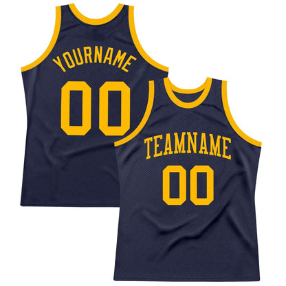Custom Navy Gold High-quality Throwback Basketball Jersey