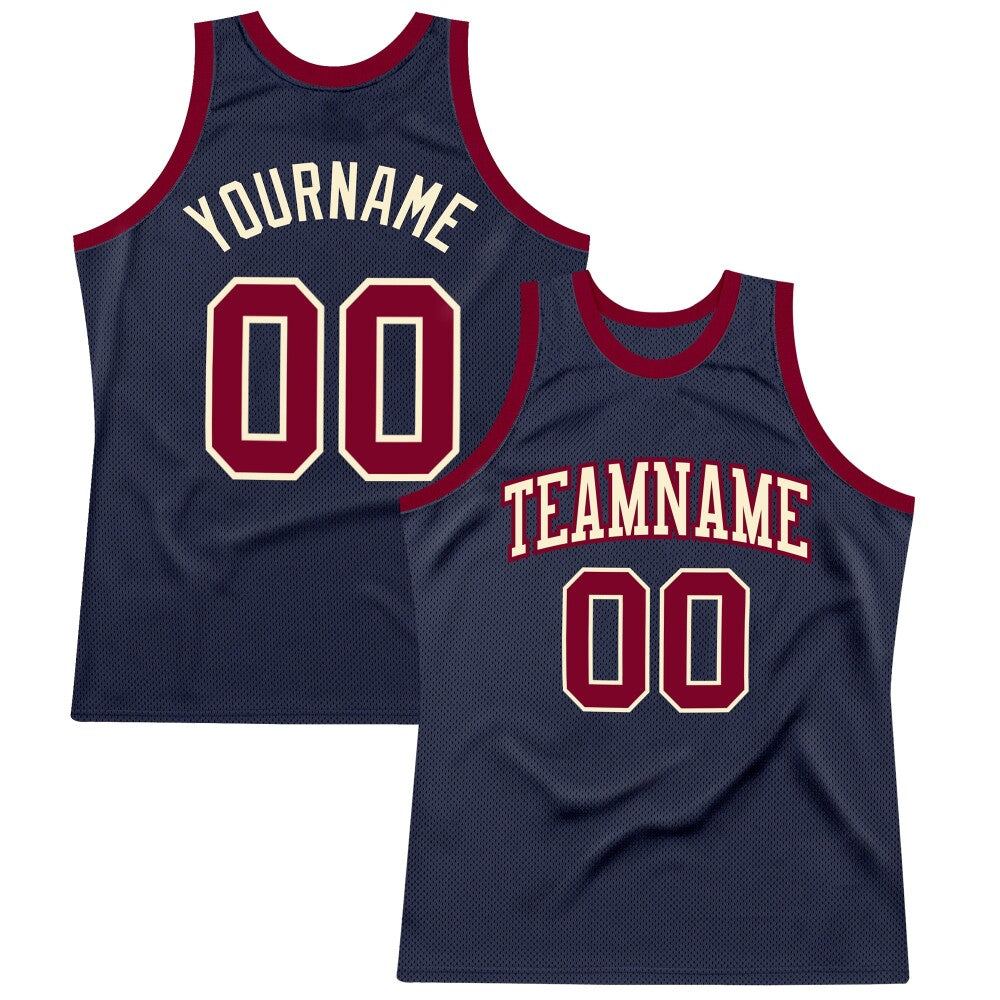 Custom Navy Maroon-Cream High-quality Throwback Basketball Jersey