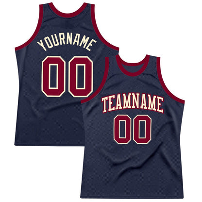 Custom Navy Maroon-Cream High-quality Throwback Basketball Jersey