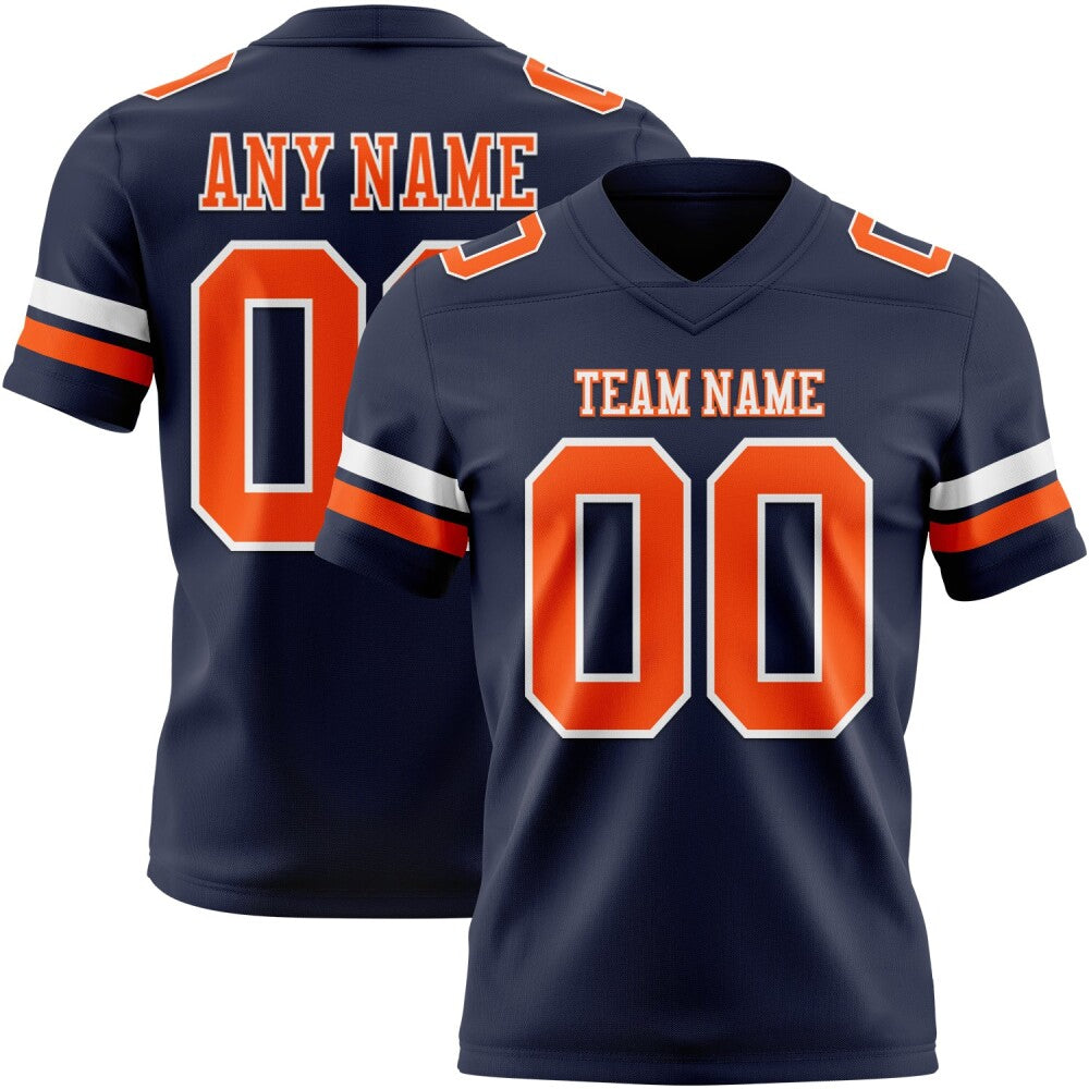Custom Navy Orange-White High-quality Football Jersey