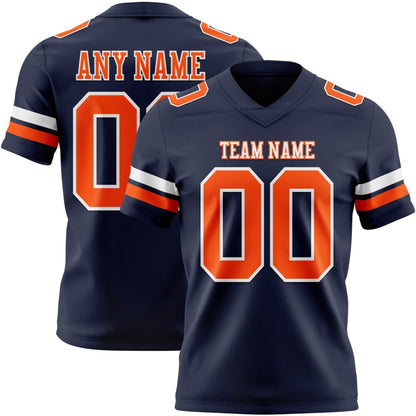 Custom Navy Orange-White High-quality Football Jersey