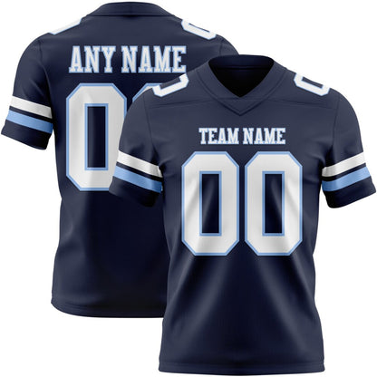 Custom Navy White-Light Blue High-quality Football Jersey