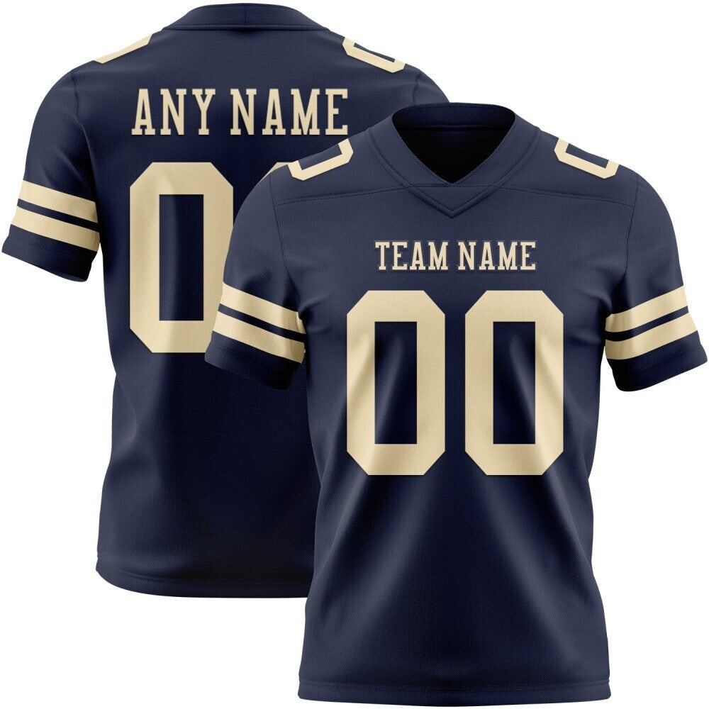 Custom Navy Cream High-quality Football Jersey