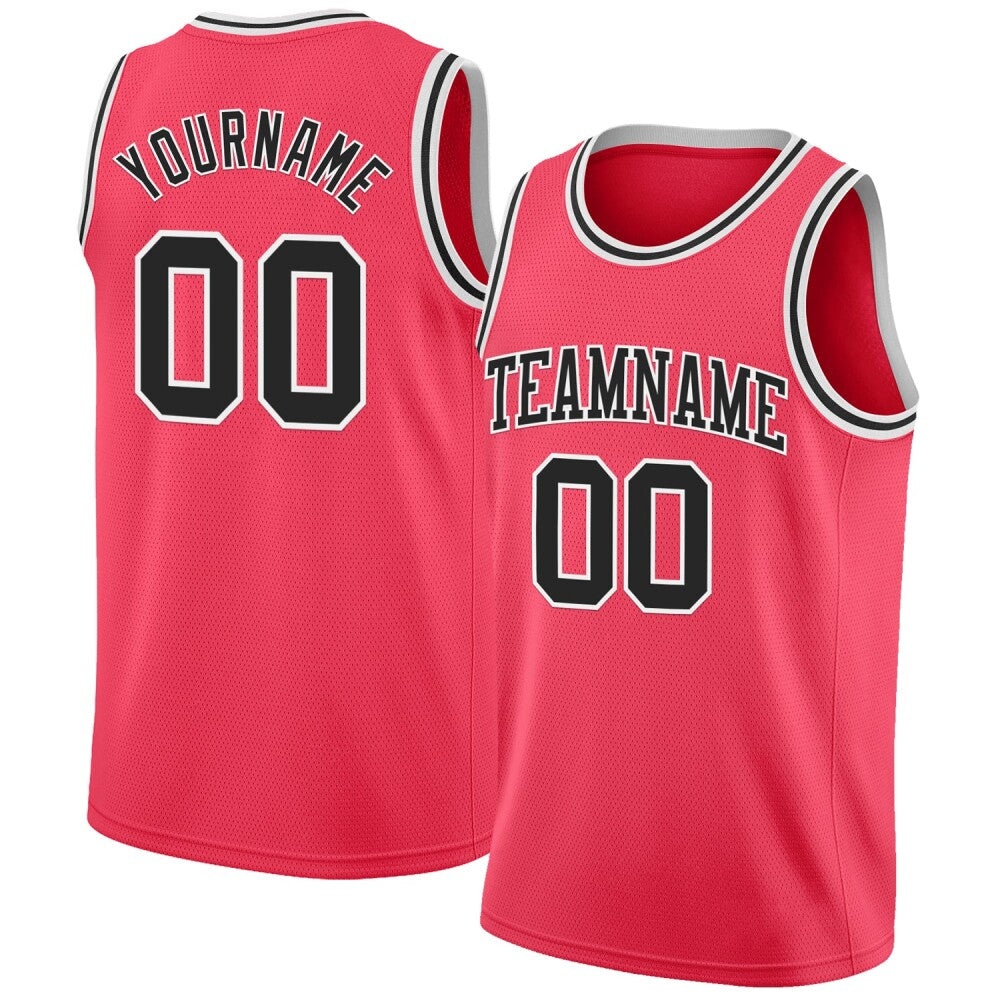Custom Neon Pink Black-White High-quality Basketball Jersey