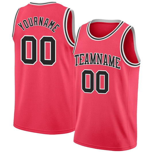 Custom Neon Pink Black-White High-quality Basketball Jersey